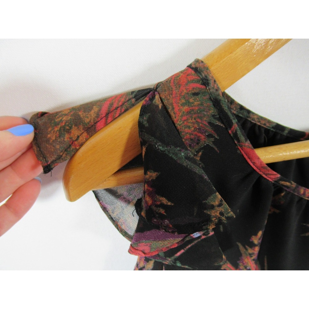 NEW Max Studio Longtail Bird Print Ruffle Dress Women Medium Sleeveless - Picture 9 of 10